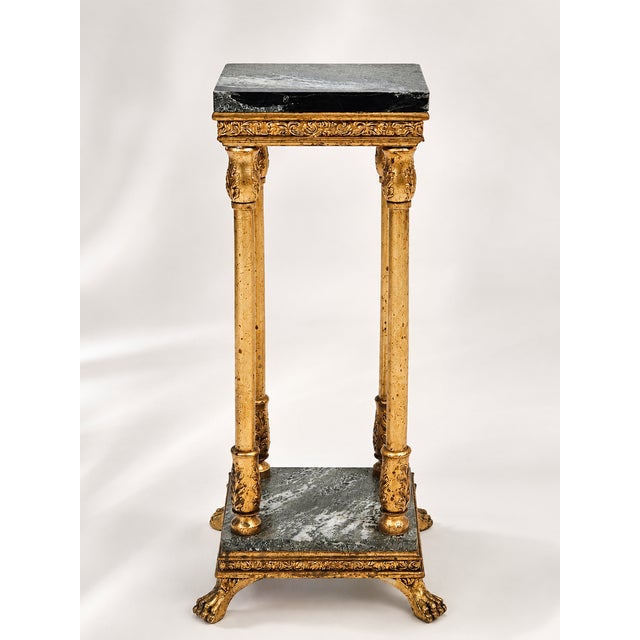 Empire-Style Pedestal Column with Stone Top and Carved Paw Feet, 1920s For Sale - Image 4 of 6