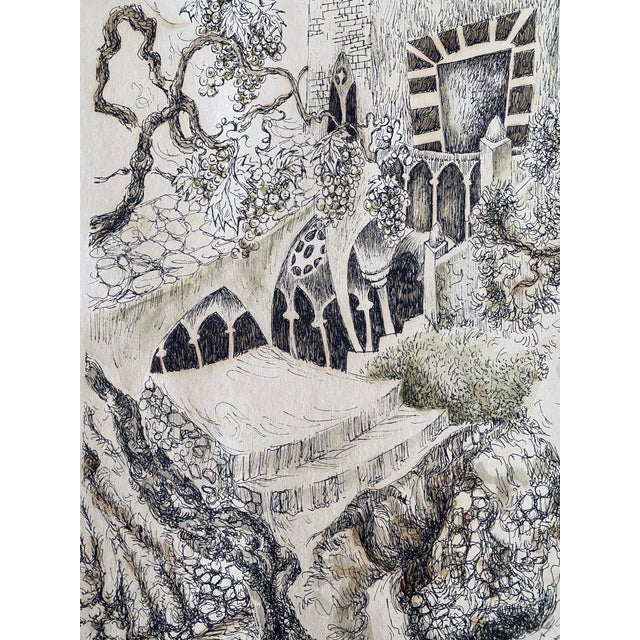 Mid 20th Century Baruch Nachshon, Hebron, 1969 Israeli Judaica Mixed Media Lithograph With Watercolor, 1969 For Sale - Image 5 of 8