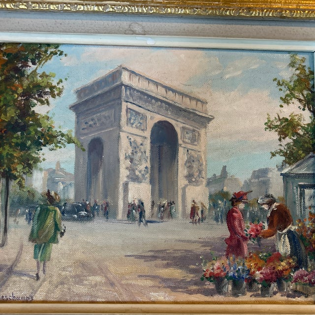 1960’s impressionist Paris street scene Arc de Triomphe painting. Signed and framed. Measures 10x8 / 14.75x13 framed....