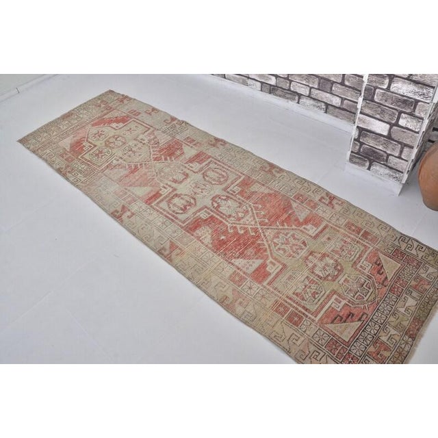 1950s 1950s Bold Medallion Wabi-Sabi Turkish Runner For Sale - Image 5 of 10
