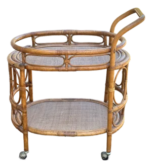 Vintage Rattan Bar Cart