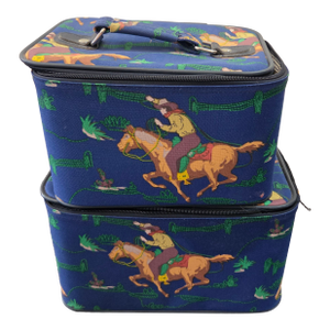 1960s Pair of Western Art Suitcase Bags Set Collectable