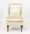 Floral Silk Upholstered Wingback Slipper Chair, on four cabriole legs. 37" H x 25" W x 22" D; seat: 19" H. Provenance:...