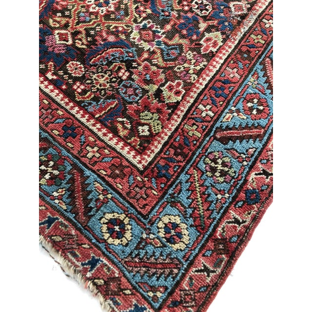 Antique Eggplant, Magenta & Sky Blue Water Garden Design Rug, 5.9 x 13.10 For Sale - Image 10 of 11