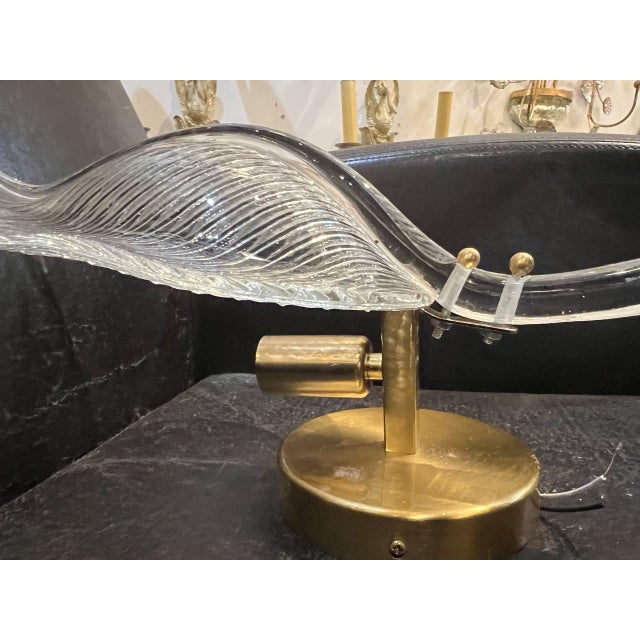 Italian 1960s Glass Leaf One Light Sconces - a Pair For Sale - Image 3 of 7