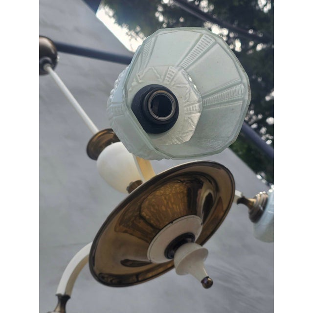 Brass and Glass Chandelier from Cichoń Lighting, 1960s For Sale - Image 4 of 9