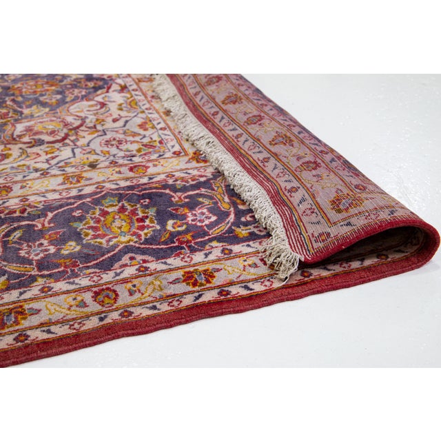 1950s Red Vintage Isfahan Deigned Wool Rug Room Size For Sale - Image 4 of 10