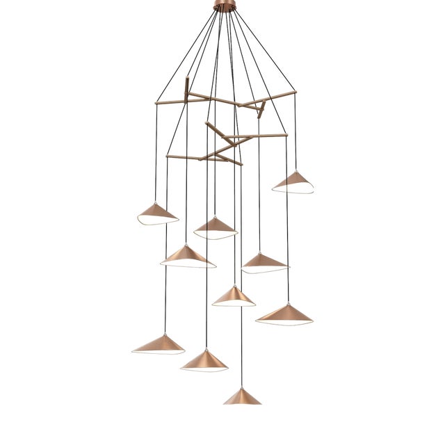 Emily V10 Group Pendant Light in Copper Semi-Matte by Daniel Becker for Moss Objects For Sale