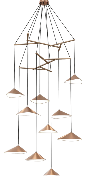 Emily V10 Group Pendant Light in Copper Semi-Matte by Daniel Becker for Moss Objects