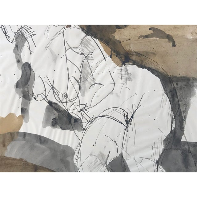 Figurative Vintage Figurative Abstract Watercolor and Ink Drawing by Gerard Haggerty 1967 For Sale - Image 3 of 6