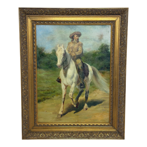 Oil Portrait Painting Wild West Buffalo Bill William Frederick Cody on Grey Horse After Rosa Bonheur