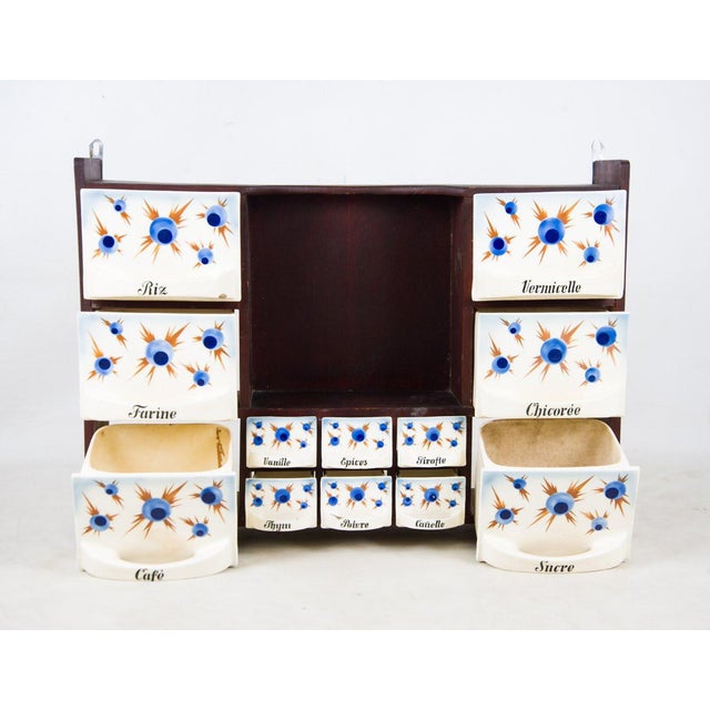 20th Century Antique French Ceramic And Wood Spice Rack Chairish
