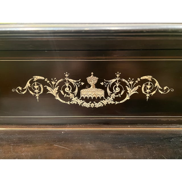 French 19th Century, Italian Louis XIV Style Ebonized Desk W/ Brass & Important Inlay For Sale - Image 3 of 11