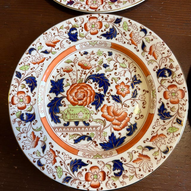 Set of 12 Vintage Imari Chinoiserie Luncheon Plates, Burleigh Ware, England, 9" For Sale - Image 10 of 18