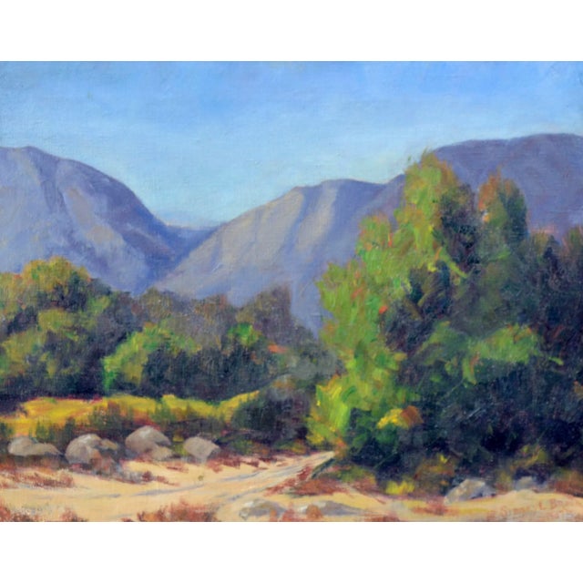 A beautiful 1930's landscape titled "Trail into California Mountains" by Oklahoman artist Sidney Lorenzo Brock (American,...