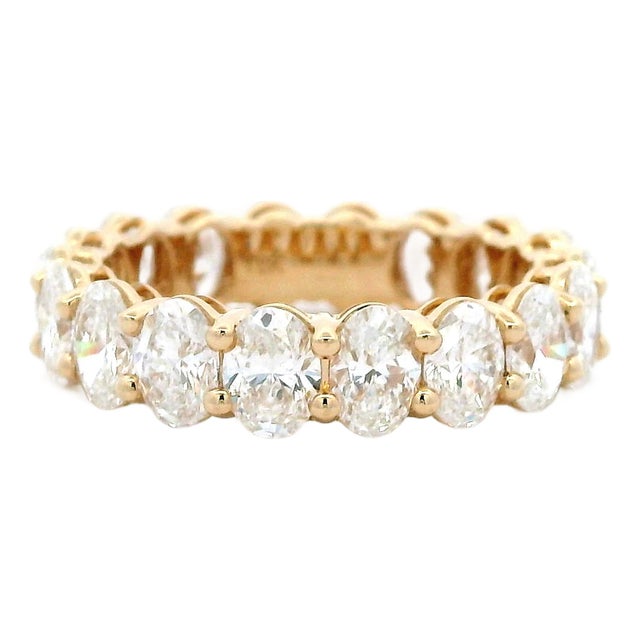 Alexander Beverly Hills All Gia 4.23ct Oval Cut D Diamond Eternity Band 18k Size 6 For Sale