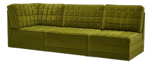 Mid-Century Modern Modular Sofa in Olive Green Velvet, 1970, Set of 3