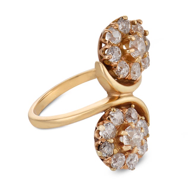 1970s Vintage 2.00 Carat Old Cut Diamond 14k Yellow Gold Bypass Ring, Size 5.75 For Sale - Image 5 of 5