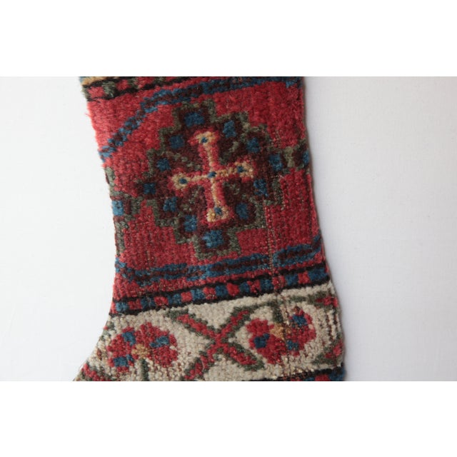 Mid 20th Century Handmade Kilim Stocking From Vintage Rug – Festive Boho Luxe For Sale - Image 5 of 6