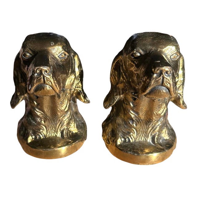 1940’s Bronze Plated Metal Vintage Dog Bookends Set of 2 Chairish