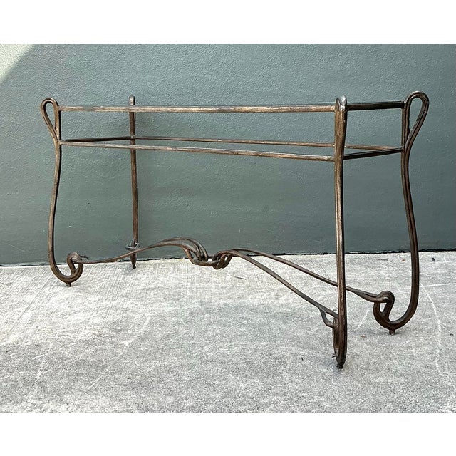 Vintage Art Nouveau Forged Metal Console Table For Sale - Image 12 of 12