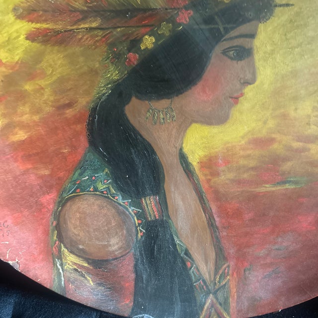 Early 20th Century 1915 One of a Kind Painted Wood Disk Bowl - Signed with initials L.B.C. For Sale - Image 5 of 6