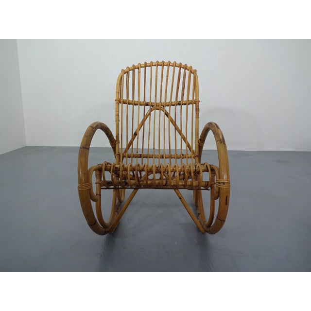This bamboo rocking chair was produced in Italy in the 1950s.