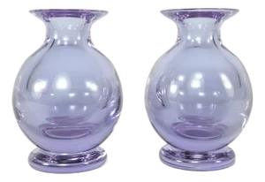 Vintage Neodymium Baluster Murano Glass Vases attributed to Mario Pinzonifor Seguso Vetri Darte, 1970s, Set of 2
