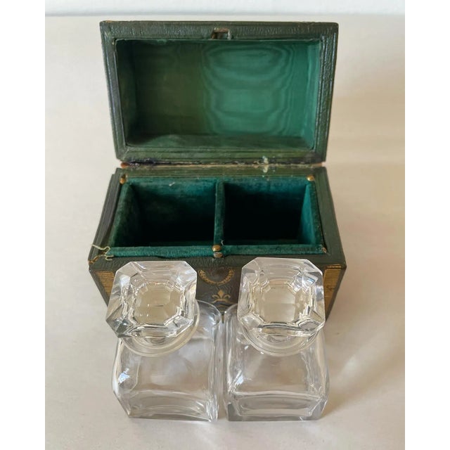 Late 19th Century Antique Green Leather Domed Top Decanter Box For Sale - Image 5 of 10