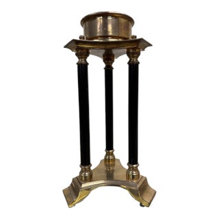 Vintage Brass French Empire Art Deco Style Candle Pillar Candlestick Holder For Sale