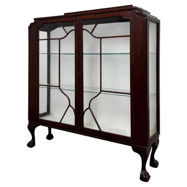 Antique Early 20th Century English Edwardian Mahogany Vitrine Cabinet For Sale - Image 5 of 11