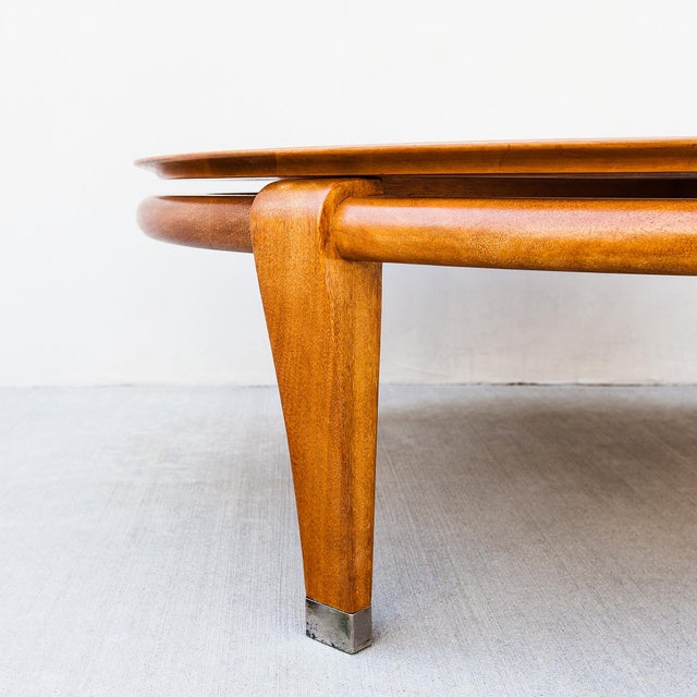 1950s Restored 1950s Paul Laszlo for Brown Saltman Floating Top Mahogany Coffee Table For Sale - Image 5 of 12