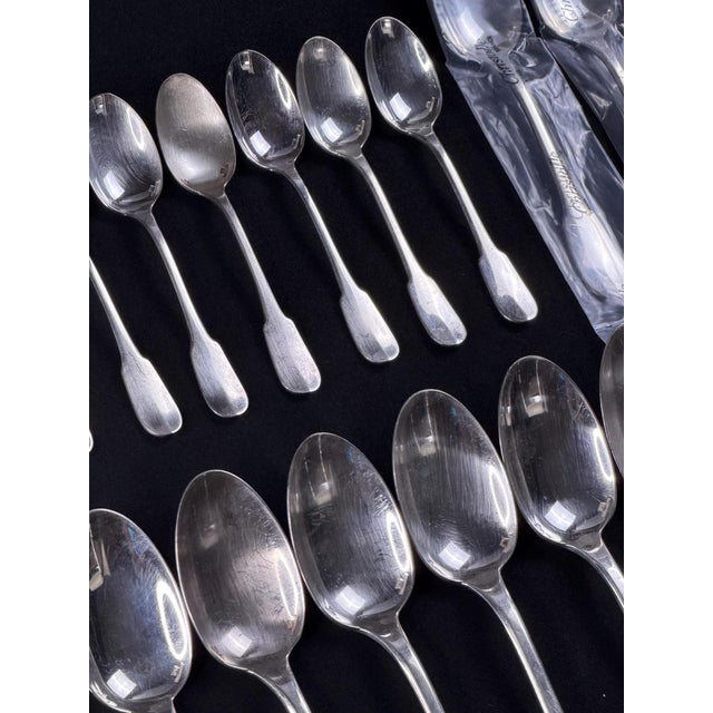 Large Mid-Century Silver-Plated Spatours Flatware Set for 12 from Christofle, France, 1950s, Set of 52 For Sale - Image 13 of 14