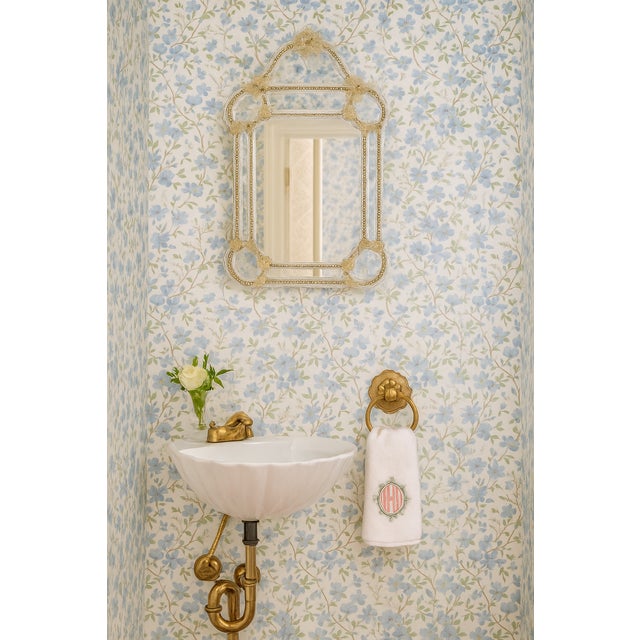 Paper 1970s Vintage Blue Flower Motif Wallpaper For Sale - Image 7 of 7