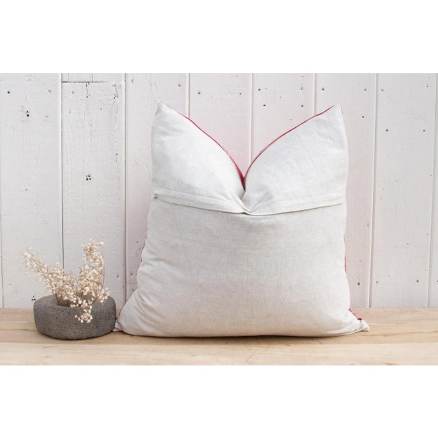 Zinu Antique Mashru Tribal Large Square Pillow For Sale In Los Angeles - Image 6 of 8