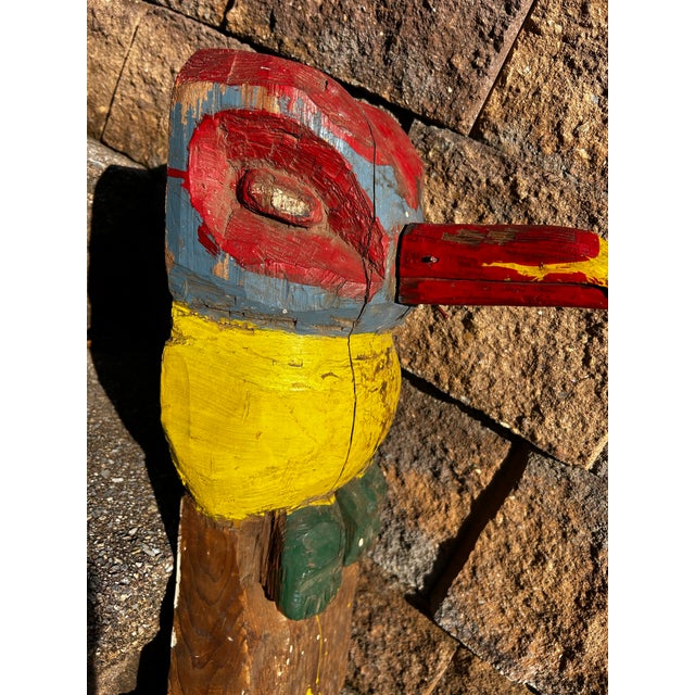 1940s Folk Art Hand Carved Wood Owl Totem Pole For Sale - Image 9 of 12