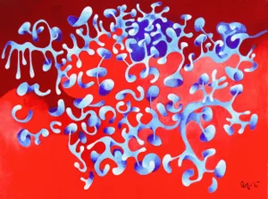 'Biomorphic Abstract, Cobalt & Red' by Donald Roberts, 2012, Bay Area Oil, Rhode Island School of Design