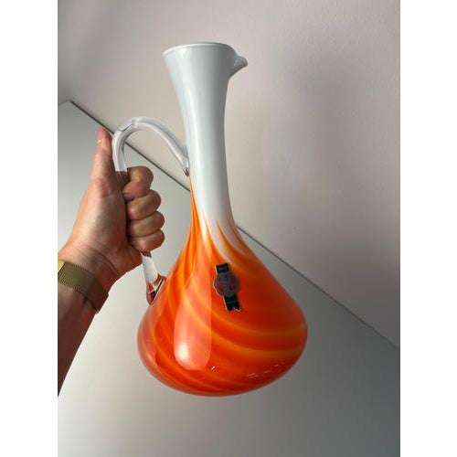 Opal Glass Vase with Flame Pattern by Vetreria Artigiana Sanminiatello For Sale - Image 3 of 11
