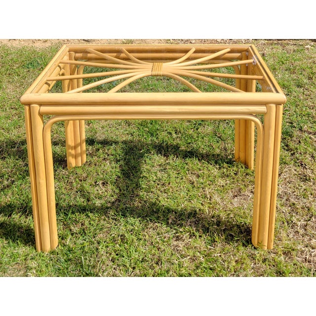 1960s 1960s Rattan and Glass Side Table For Sale - Image 5 of 6