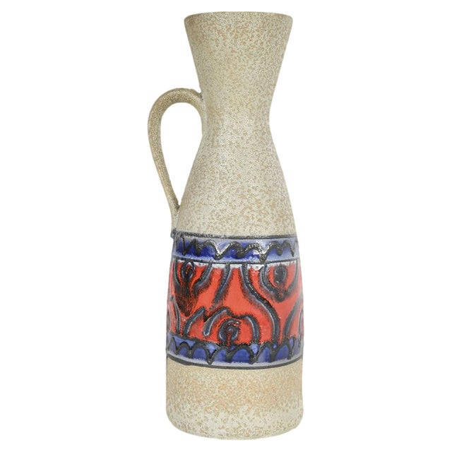 Vintage White and Blue Ceramic Jug For Sale