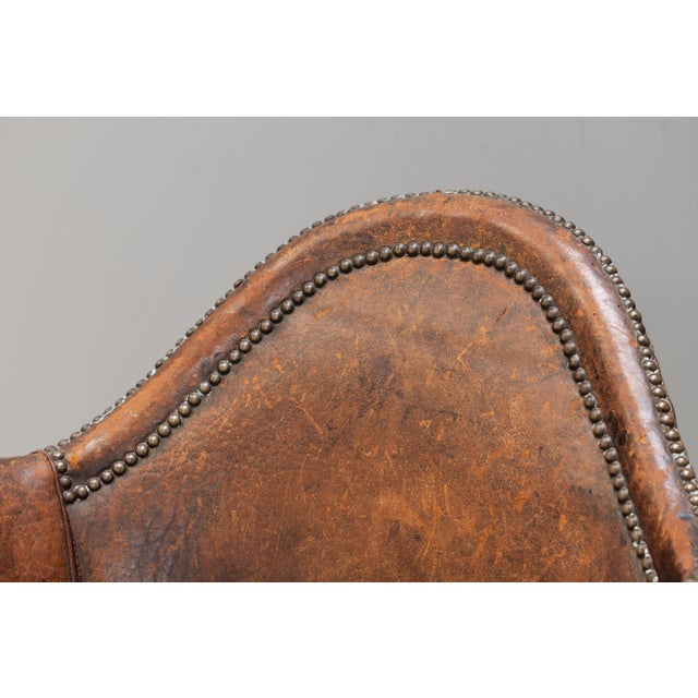 Animal Skin Leather Tub Chair, 1930s For Sale - Image 7 of 10
