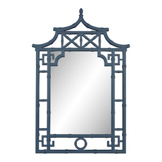 Shing Pagoda Wall Mirror, Glossy Denim For Sale