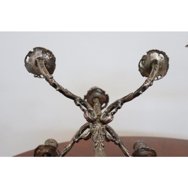Candleholders in Silvered Metal, 1980s, Set of 2 For Sale - Image 6 of 13