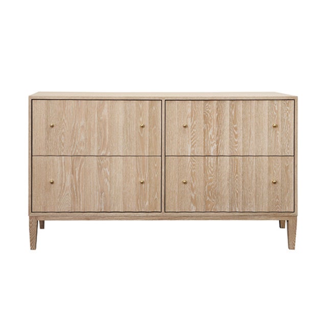 Matthew Izzo Home Angus Cerused Oak Four Drawer Fluted Detail Chest of Drawer With Brass Knobs For Sale - Image 11 of 11