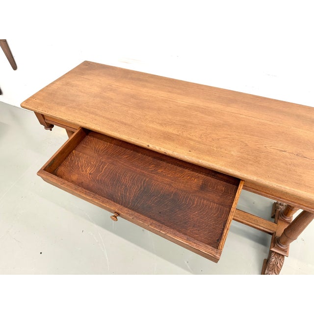 Wood Carved Oak Console Table, 1900s For Sale - Image 7 of 16