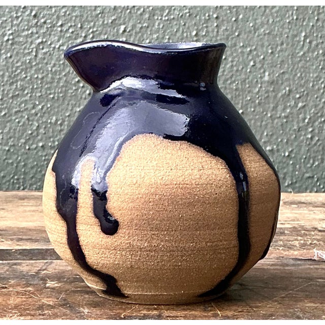 Vintage Original Studio Pottery Drip Glaze Small Pitcher For Sale - Image 12 of 12