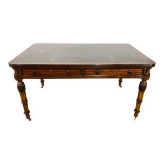 Maitland-Smith Tooled Leather Top Desk For Sale