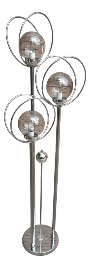 Mid Century Modern Chrome 3 Light Orb Floor Lamp