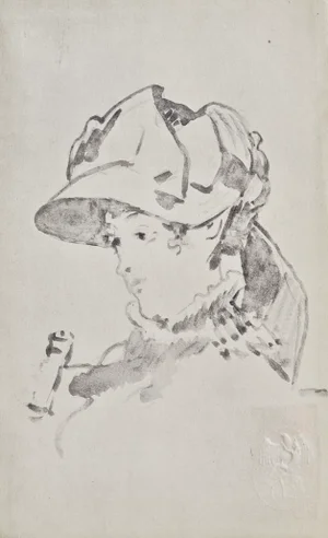 E. Manet, Girl's Head with Hat, 1918, Lithograph