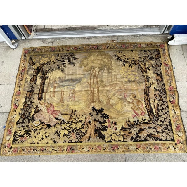 Tan 19th Century French Aubusson Tapestry For Sale - Image 8 of 8